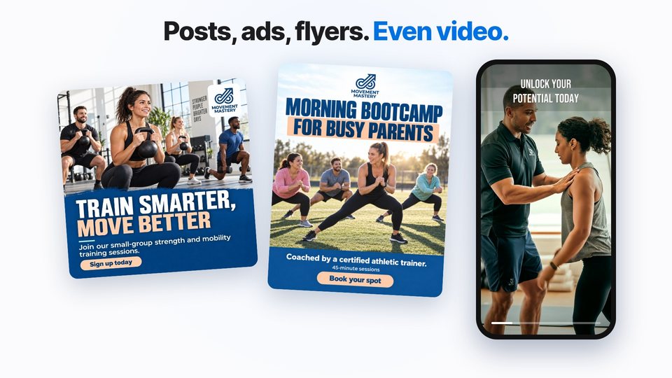 Posts, ads, flyers, video