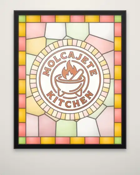 Molcajete Kitchen wall art: the logo as a framed picture